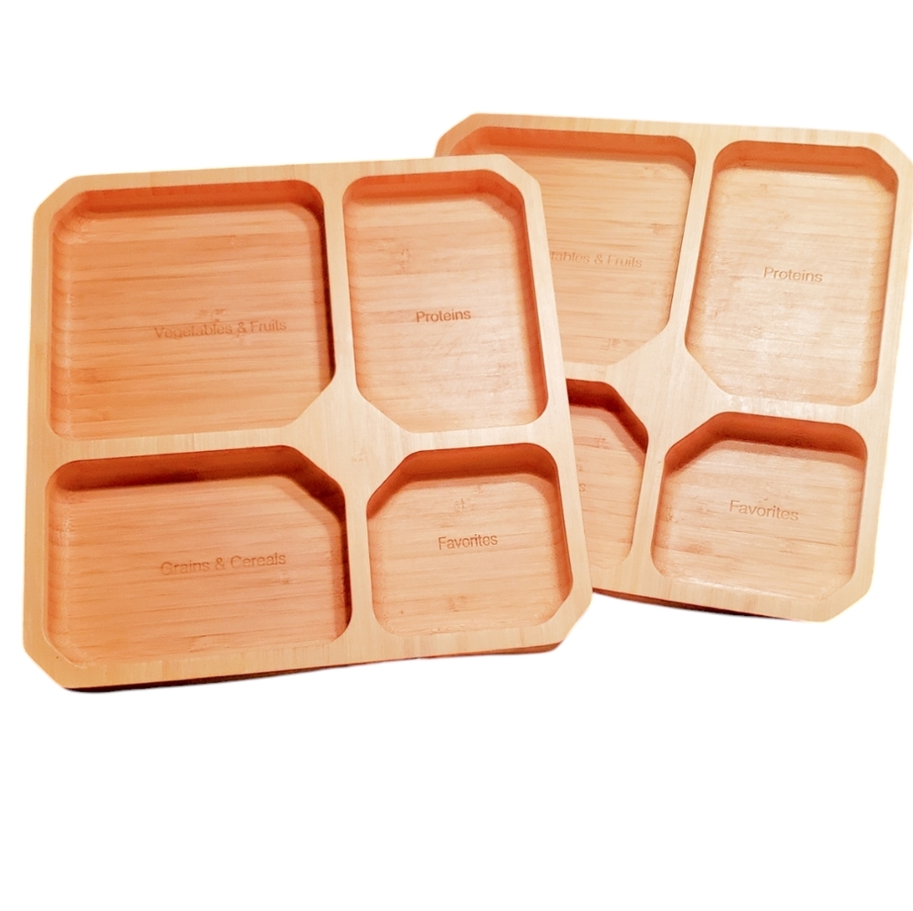 Laboos divided bamboo plate - Set of 2